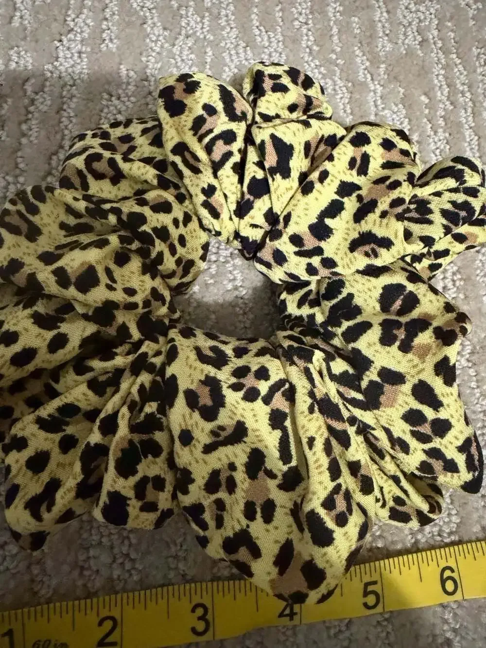 Kaxi Yellow Leopard Print Hair Scrunchie